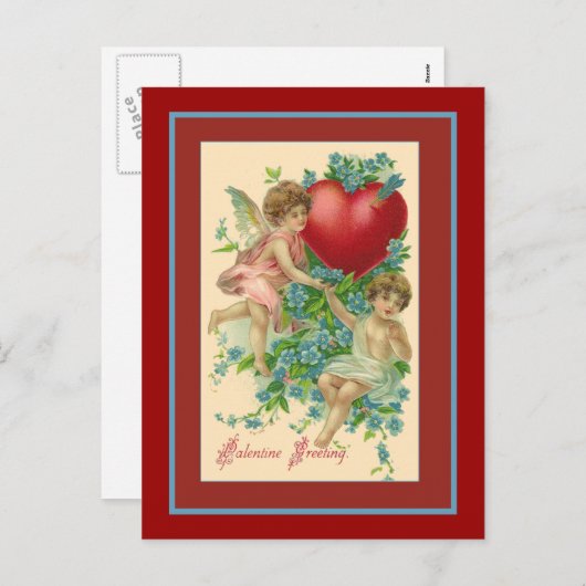 チェルベとハートヴィンテージバレンタインデー シーズンポストカード (正面/裏面)