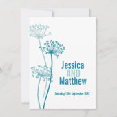 チェルヴィルモダングラフィック花ティール（緑がかった色）秋の結婚式 招待状 (正面)