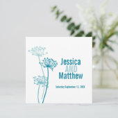 チェルヴィルモダングラフィック花ティール（緑がかった色）結婚式の招待 招待状 (スタンド正面)