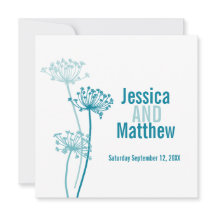 チェルヴィルモダングラフィック花ティール（緑がかった色）結婚式の招待