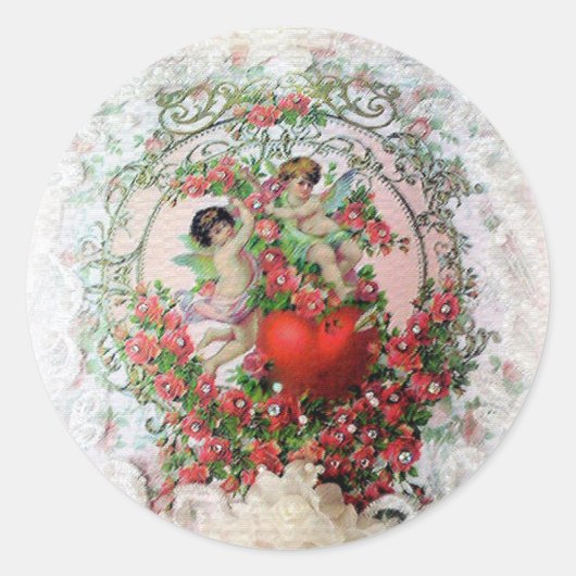 チェルーブとレースバレンタインのステッカー ラウンドシール (正面)