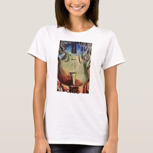 チェロが燃えている Tシャツ (正面)