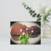 チェロとチューリップ葉書 ポストカード (スタンド正面)