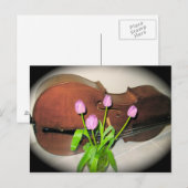 チェロとチューリップ葉書 ポストカード (正面/裏面)