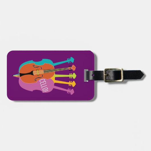 チェロのこんにちは楽器のカラフルのチェロ ラゲッジタグ (正面横)