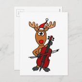 チェロのクリスマスを遊んでいるおもしろいなトナカイ シーズンポストカード (正面/裏面)