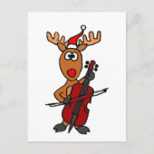 チェロのクリスマスを遊んでいるおもしろいなトナカイ シーズンポストカード (正面)