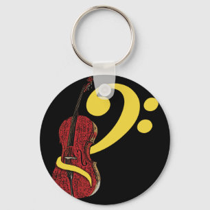 チェロのクレフ、音符記号Keychain キーホルダー