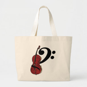 チェロのクレフ、音符記号Totebag ラージトートバッグ