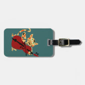 チェロの芸術の漫画を遊んでいるおもしろいな茶色のぶち猫 ラゲッジタグ (正面横)