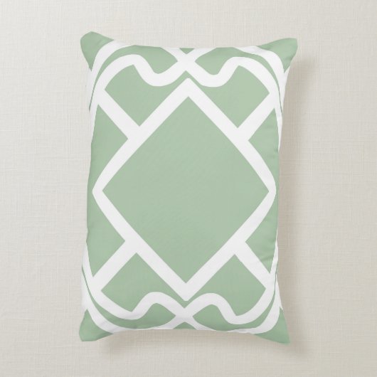 チェロの軽いセージグリーンの格子垣のデザイン アクセントクッション (裏面(縦))