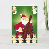 チェロをとの演奏するサンタクロースの絵画 シーズンカード (正面)