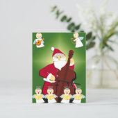 チェロをとの演奏するサンタクロースの絵画 シーズンポストカード (スタンド正面)