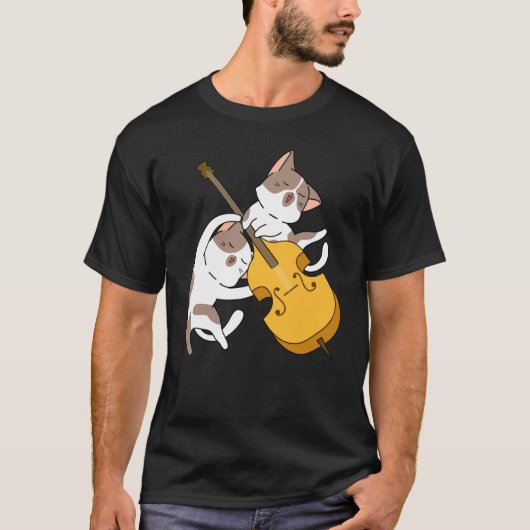 チェロを弾く子猫 チェロ奏者 Tシャツ (正面)