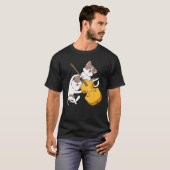 チェロを弾く子猫 チェロ奏者 Tシャツ (正面フル)
