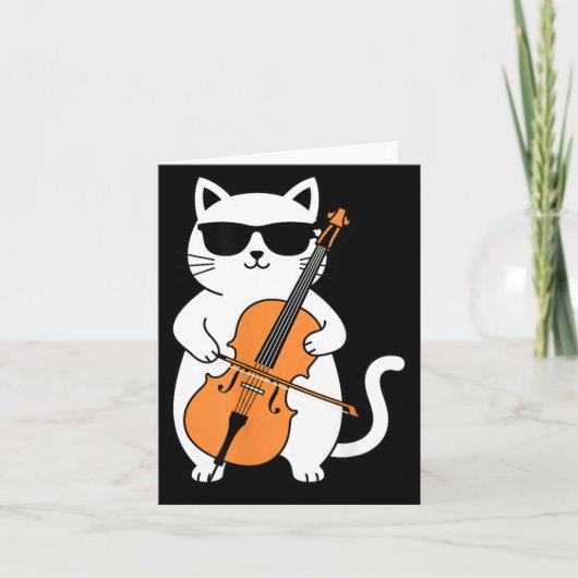 チェロを弾く猫 面白いミュージシャン 猫 音楽 カード (正面)