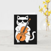 チェロを弾く猫 面白いミュージシャン 猫 音楽 カード (黄色い花)