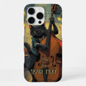 チェロを演奏する不機嫌な黒猫 クールなチェリストギフト iPhoneケース (裏面)