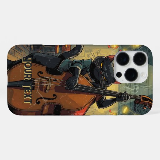 チェロを演奏する不機嫌な黒猫 クールなチェリストギフト iPhoneケース (裏面横)