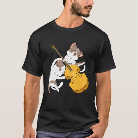 チェロを演奏する猫の子猫 チェロ奏者 Tシャツ (正面)