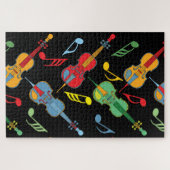 チェロカラフルスと音楽ノートのパターン ジグソーパズル (横)