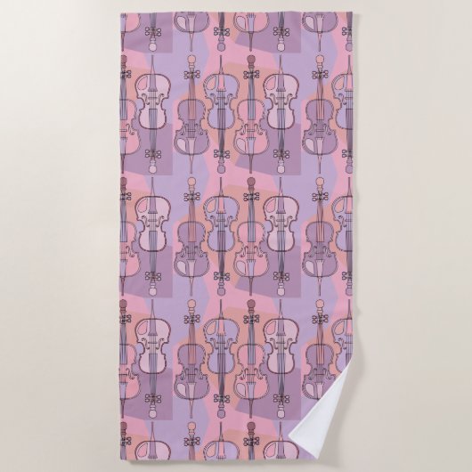 チェロカラフルパターン ビーチタオル (正面)