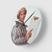 チェロキーの学者、セコイヤ（1776年～1843年）（色） ラウンド壁時計 (傾斜)