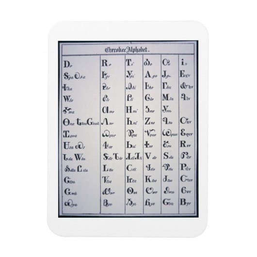 チェロキーアルファベット、1821年に開発(プリント) マグネット (縦)