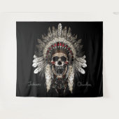 チェロキーインディアン部族スカル タペストリー (正面(横))