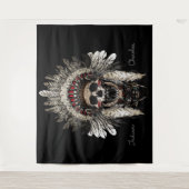 チェロキーインディアン部族スカル タペストリー (正面)