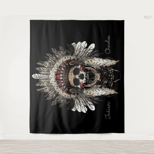 チェロキーインディアン部族スカル タペストリー (正面)