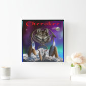 チェロキーインディアン スクエア壁時計 (ホーム)