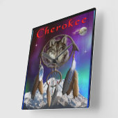 チェロキーインディアン スクエア壁時計 (傾斜)