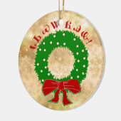 チェロキークリスマスのリースのオーナメント セラミックオーナメント (左)