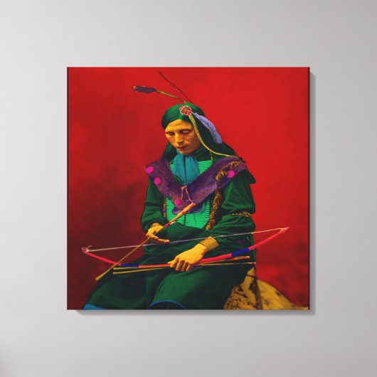チェロキー先住民アメリカンポップ・アートのアート キャンバスプリント (正面)