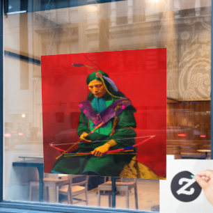 チェロキー先住民ポップ・アートのアメリカンアートウォールデカール ウィンドウサイン