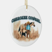 チェロキー女性のカーボーイ セラミックオーナメント (右)