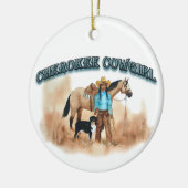 チェロキー女性のカーボーイ セラミックオーナメント (左)