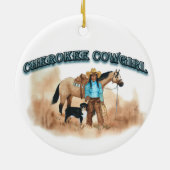 チェロキー女性のカーボーイ セラミックオーナメント (裏面)