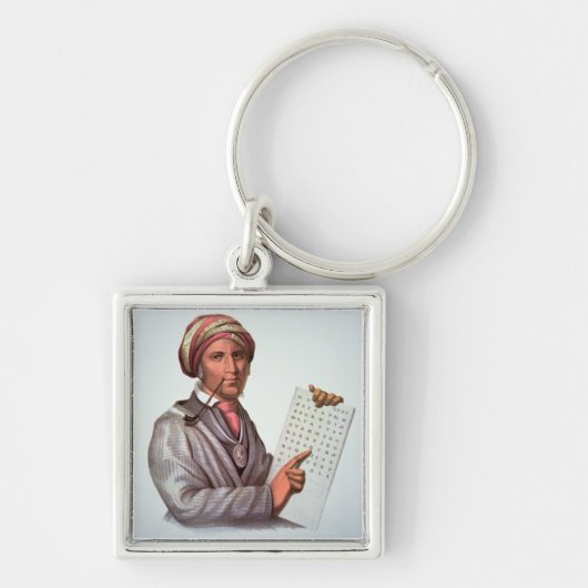 チェロキー学者、Sequoyah (1776-1843年) (色 キーホルダー (正面)