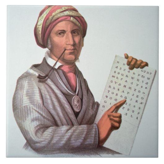 チェロキー学者、Sequoyah (1776-1843年) (色 タイル (正面)