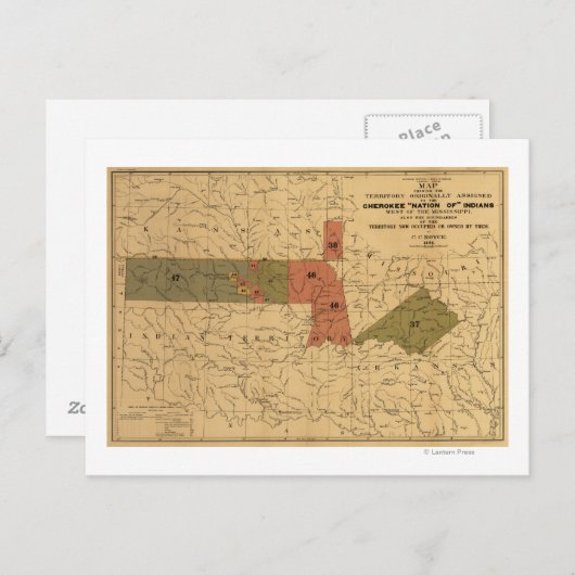 チェロキー族の旧限界"国家の"インディアン ポストカード (正面/裏面)