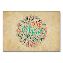 チェロキー語音節記号ルックフラットカード テーブルナンバー