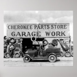 チェロキー部品店、1936年。ヴィンテージ写真 ポスター