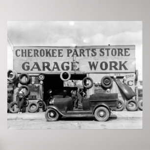 チェロキー部品店、1936年。ヴィンテージ写真 ポスター