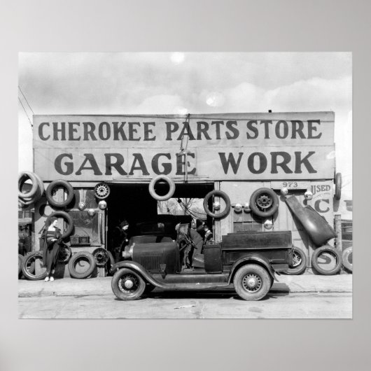 チェロキー部品店、1936年。ヴィンテージ写真 ポスター (正面)