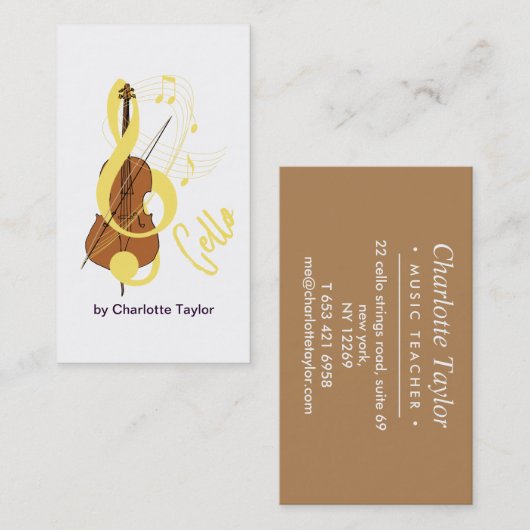 チェログラフィックミュージシャン音楽テーマ 名刺 (正面/裏面)