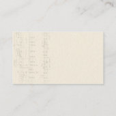 チェロチェリストミュージシャンプロフェッショナルヴィンテージシック 名刺 (裏面)