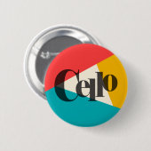 チェロトリカラー – ターコイズサンゴ金ゴールド 缶バッジ (正面&裏面)