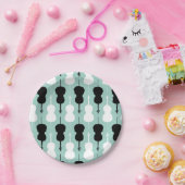 チェロパターン – ティール（緑がかった色）、白黒 ペーパープレート (パーティー)